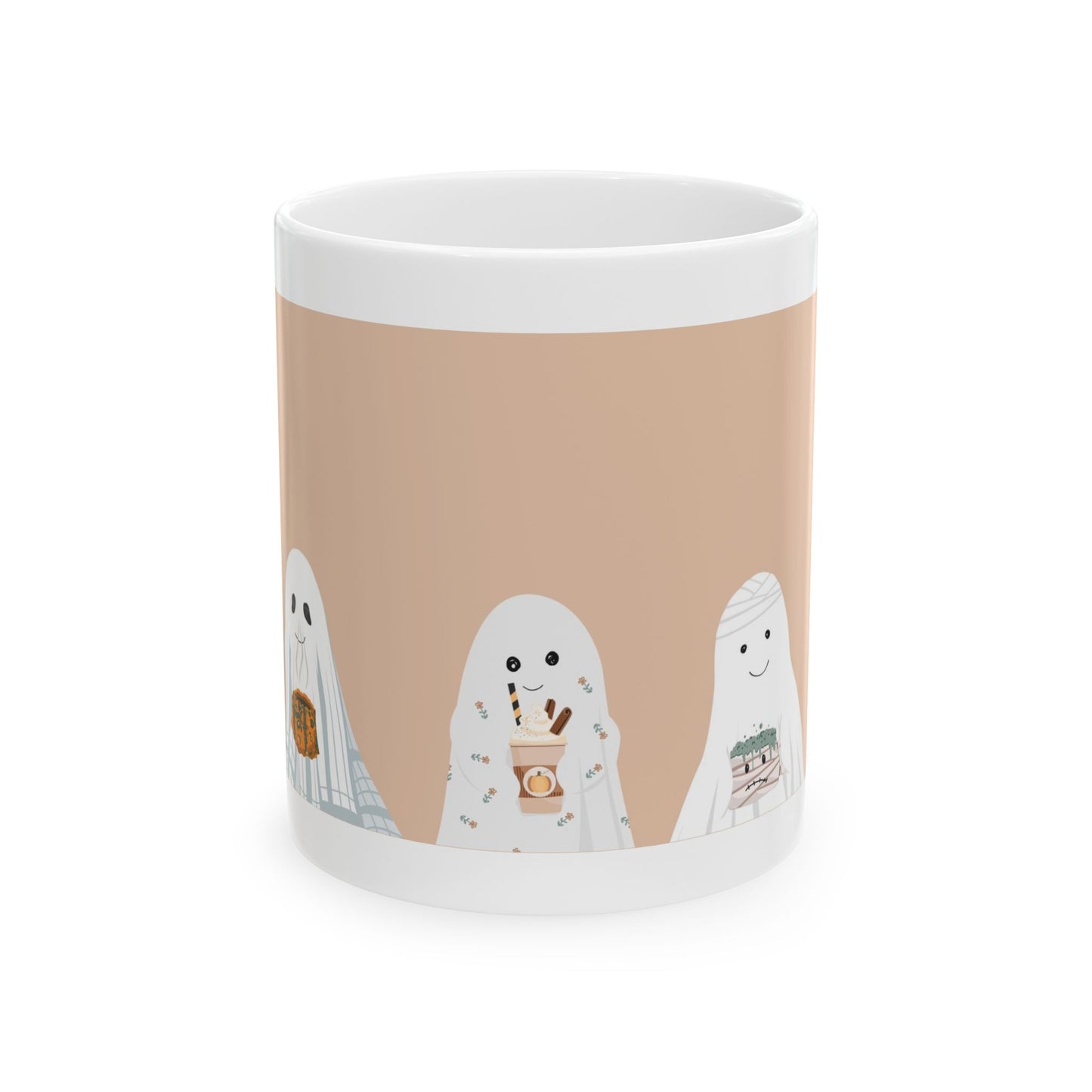 Cute Ghosts Ceramic Mug for Coffee Lovers, Cute Halloween Mug, Adorable Ghost Cup, Gift for Friends, Whimsical Kitchen Decor - MaisonThreadory
