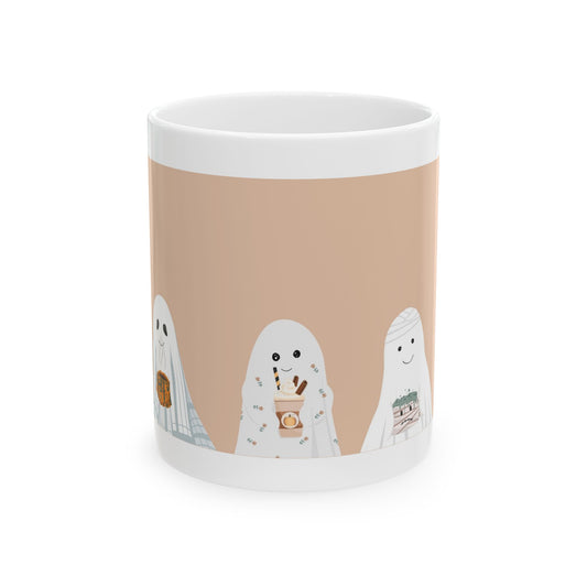 Cute Ghosts Ceramic Mug for Coffee Lovers, Cute Halloween Mug, Adorable Ghost Cup, Gift for Friends, Whimsical Kitchen Decor - MaisonThreadory
