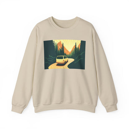 Nature Road Trip Crewneck Sweatshirt - Vintage Van Design, Unisex Pullover, Adventure Apparel, Great Outdoors Gift, Fall Fashion - MaisonThreadory