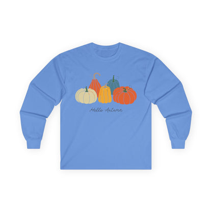 Autumn Pumpkins Long Sleeve Tee | Cozy Fall Shirt, Unisex Tee, Halloween Gift, Pumpkin Lovers Apparel, Casual Fall Outfit - MaisonThreadory