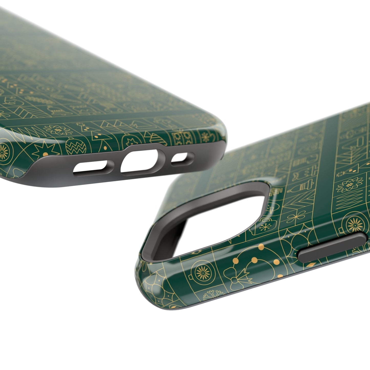 Magnetic Impact-Resistant Phone Case — Dark Green Geometric Pattern
