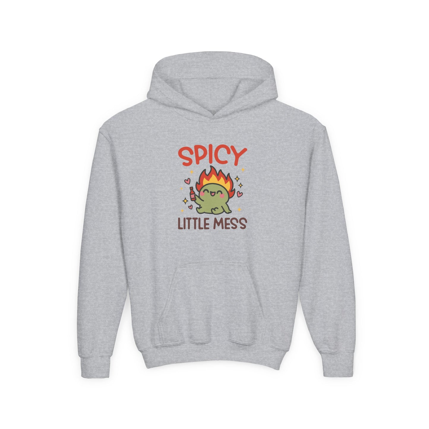 Spicy Little Mess Youth Hoodie | Fun Cartoon Design, Perfect Gift for Kids, Trendy Sweatshirt, Birthday Present, Cozy Fashion - MaisonThreadory