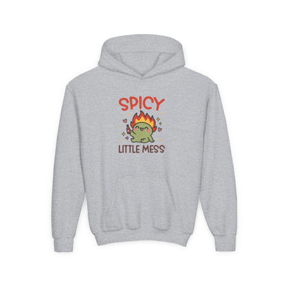 Spicy Little Mess Youth Hoodie | Fun Cartoon Design, Perfect Gift for Kids, Trendy Sweatshirt, Birthday Present, Cozy Fashion - MaisonThreadory