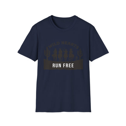 Wild Hearts Run Free T‑Shirt — Western Cowboy Rodeo Graphic Tee