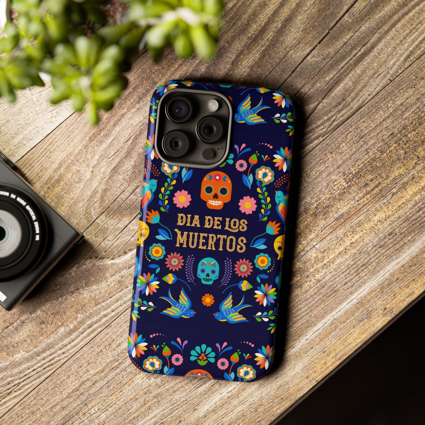 Colorful Dia de los Muertos Phone Case, Skull Design, Floral Phone Cover, Sugar Skull Accessories, Day of the Dead Gift