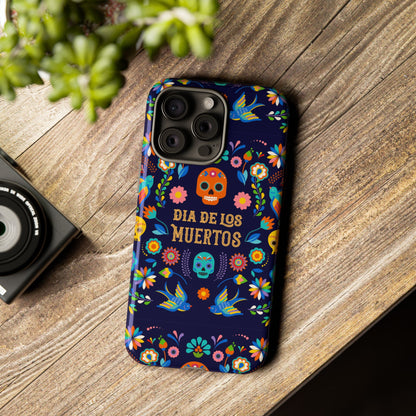 Colorful Dia de los Muertos Phone Case, Skull Design, Floral Phone Cover, Sugar Skull Accessories, Day of the Dead Gift