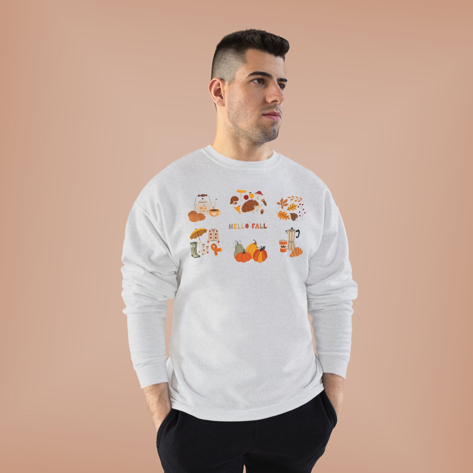 Cozy Fall Sweatshirt - Hello Fall Design, Unisex Fall Apparel, Eco-Friendly Sweater, Perfect for Autumn Celebrations, Gift for Nature Lovers - MaisonThreadory