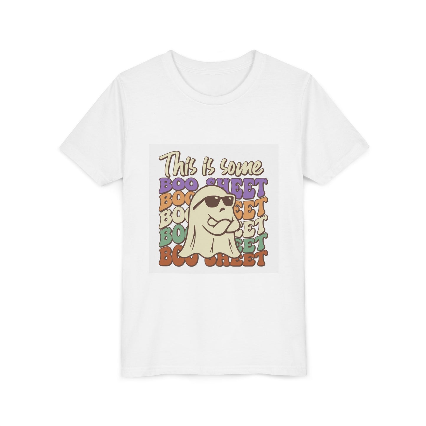 Youth Short Sleeve Tee with Fun Boo Sheet Design, Cool Summer Top, Humorous Kids Apparel, Gift for Halloween, Casual Wear, Playful T-Shirt - MaisonThreadory
