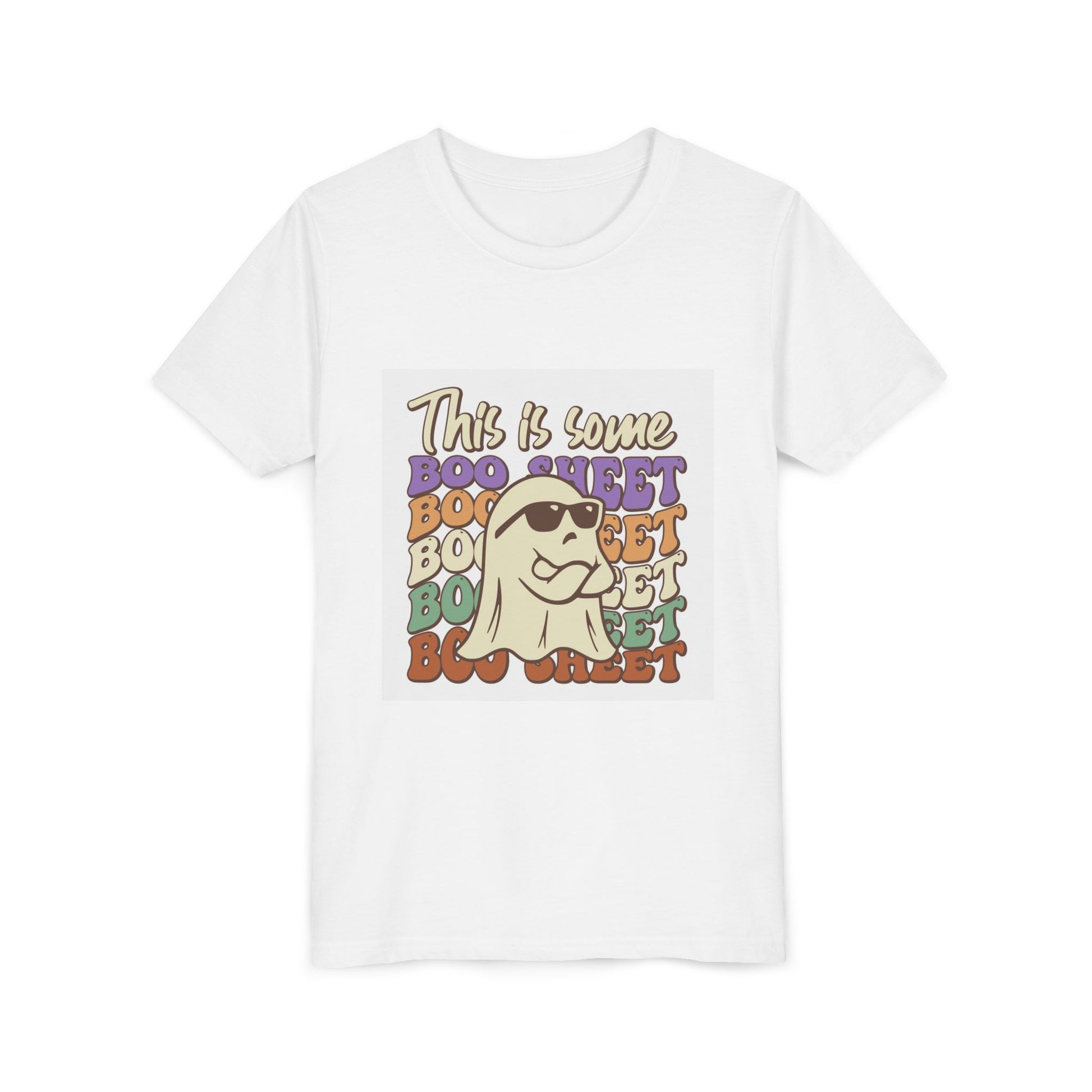 Youth Short Sleeve Tee with Fun Boo Sheet Design, Cool Summer Top, Humorous Kids Apparel, Gift for Halloween, Casual Wear, Playful T-Shirt - MaisonThreadory