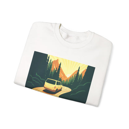 Nature Road Trip Crewneck Sweatshirt - Vintage Van Design, Unisex Pullover, Adventure Apparel, Great Outdoors Gift, Fall Fashion - MaisonThreadory