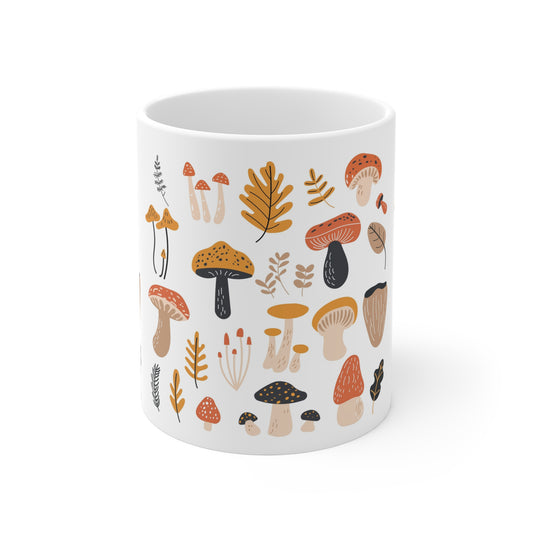 Autumn Mushroom Ceramic Mug, Cozy Coffee Tea Cup, Fall Kitchen Decor, Gift for Nature Lovers, Fungi Enthusiasts, Rustic Aesthetic - MaisonThreadory