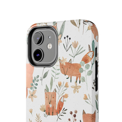 Floral Fox Phone Case, Tough Phone Cases for Nature Lovers, Cute Animal Phone Cover, Gift for Friends, Wildflower Design