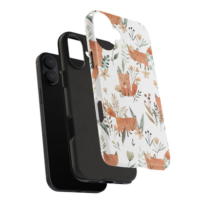 Floral Fox Phone Case, Tough Phone Cases for Nature Lovers, Cute Animal Phone Cover, Gift for Friends, Wildflower Design