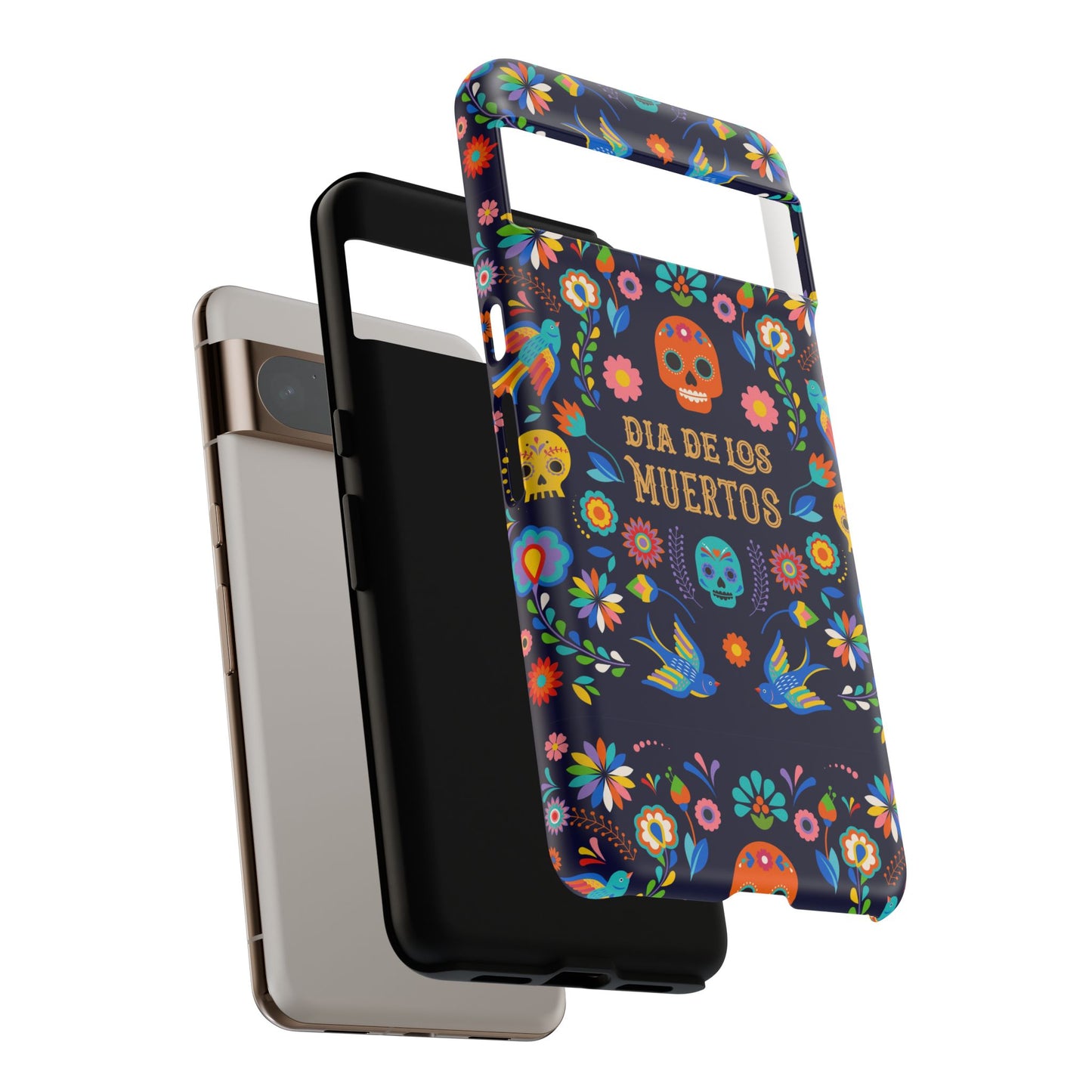 Colorful Dia de los Muertos Phone Case, Skull Design, Floral Phone Cover, Sugar Skull Accessories, Day of the Dead Gift