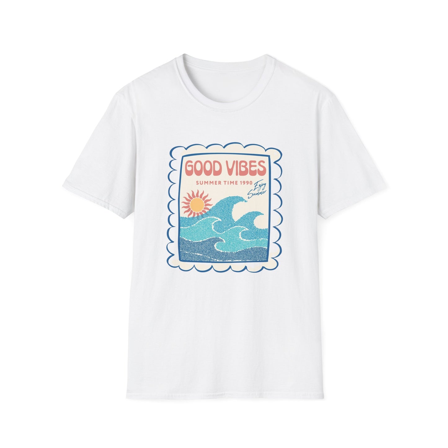 Good Vibes Wave T-Shirt — Retro Summer Sun Graphic Tee