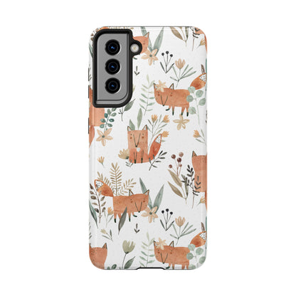 Floral Fox Phone Case, Tough Phone Cases for Nature Lovers, Cute Animal Phone Cover, Gift for Friends, Wildflower Design