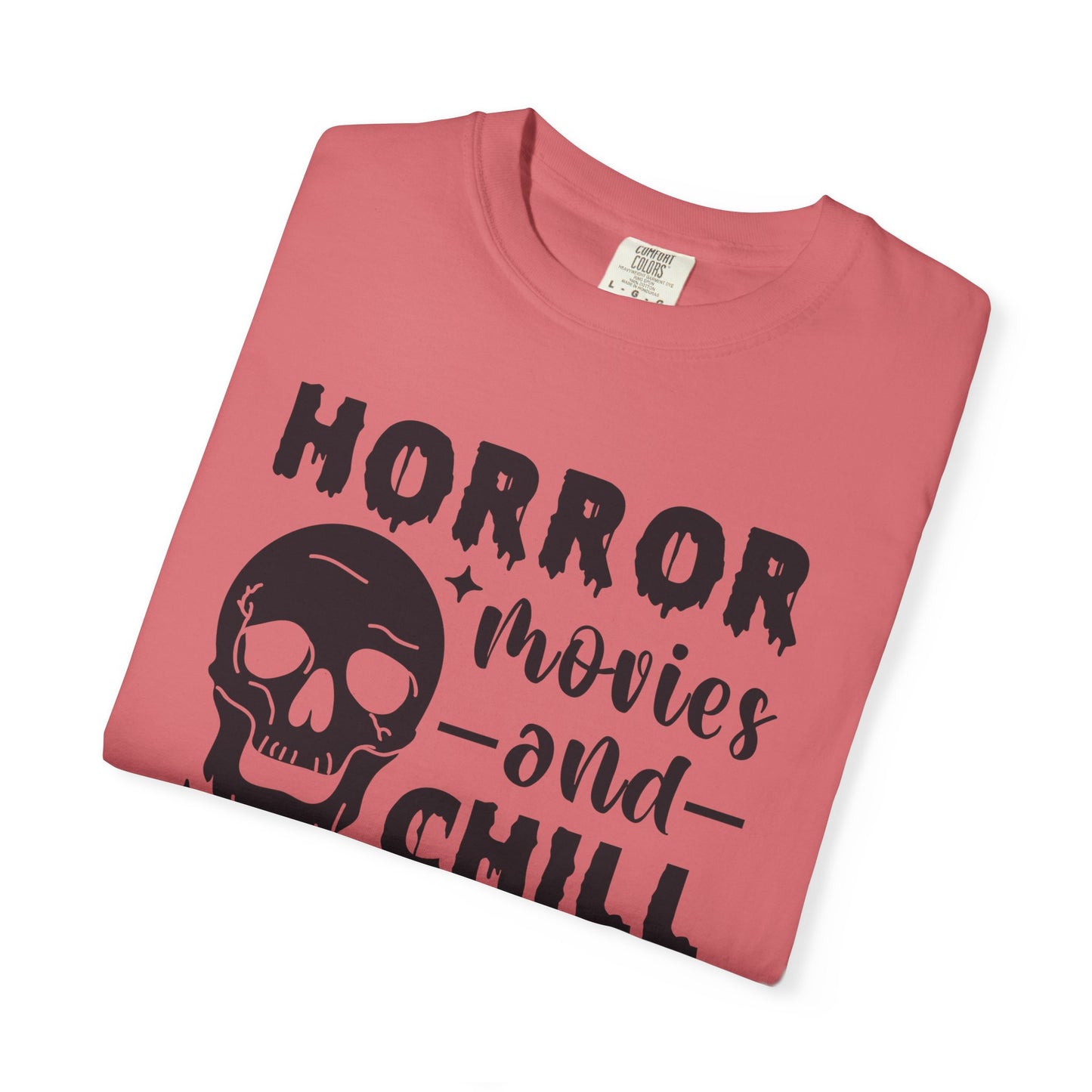 Horror Movies and Chill T-Shirt, Perfect for Halloween, Movie Nights, Gifts for Horror Fans, Unisex Graphic Tee, Soft Cotton Casual Wear