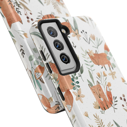 Floral Fox Phone Case, Tough Phone Cases for Nature Lovers, Cute Animal Phone Cover, Gift for Friends, Wildflower Design