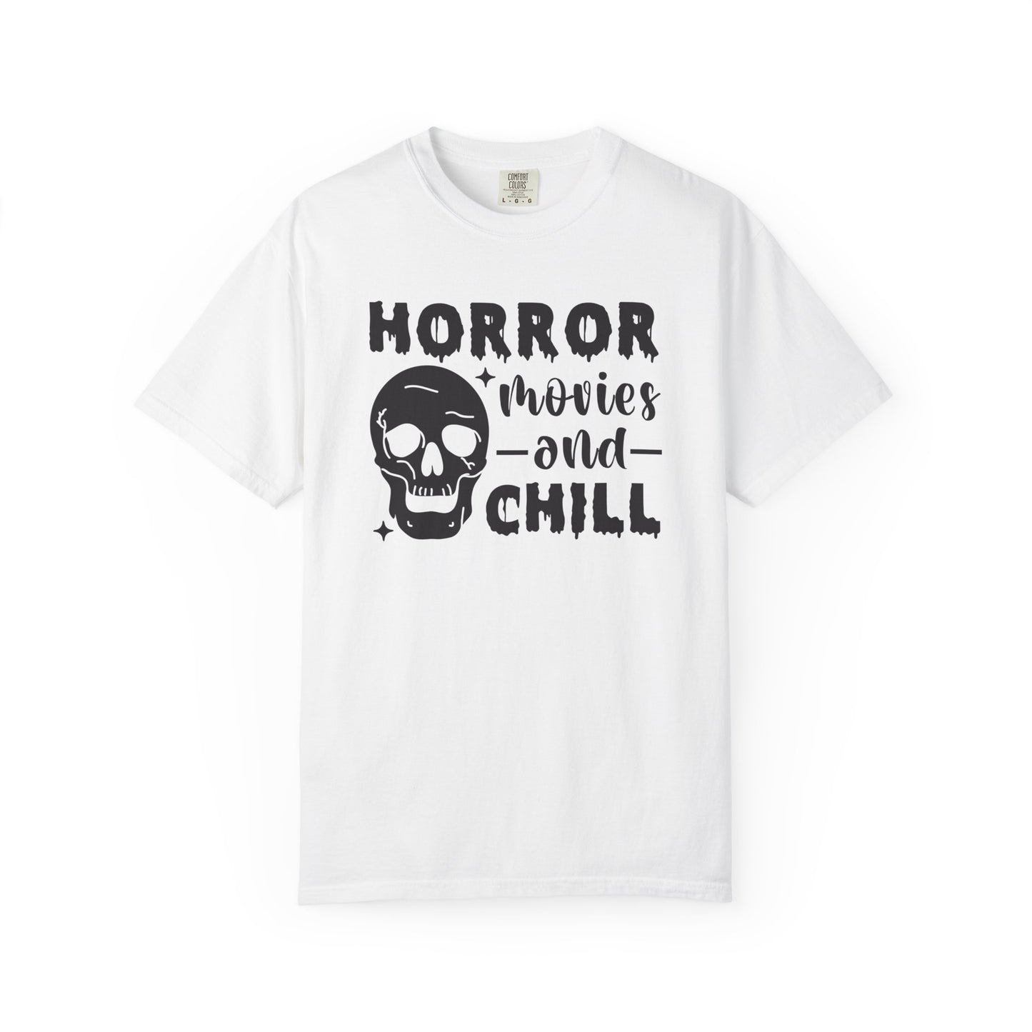 Horror Movies and Chill T-Shirt, Perfect for Halloween, Movie Nights, Gifts for Horror Fans, Unisex Graphic Tee, Soft Cotton Casual Wear