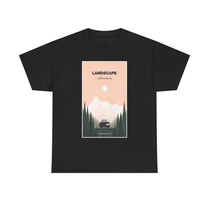 Adventure Landscape Unisex Heavy Cotton Tee, Nature T-Shirt, Casual Outdoors Shirt, Hiking Gift, Travel Apparel - MaisonThreadory