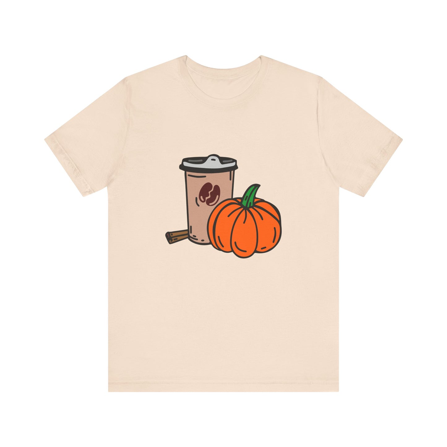 Fall Vibes Pumpkin Coffee Tee, Autumn Pumpkin Shirt, Cozy Casual Tee, Thanksgiving Gift, Unisex Fall Apparel - MaisonThreadory