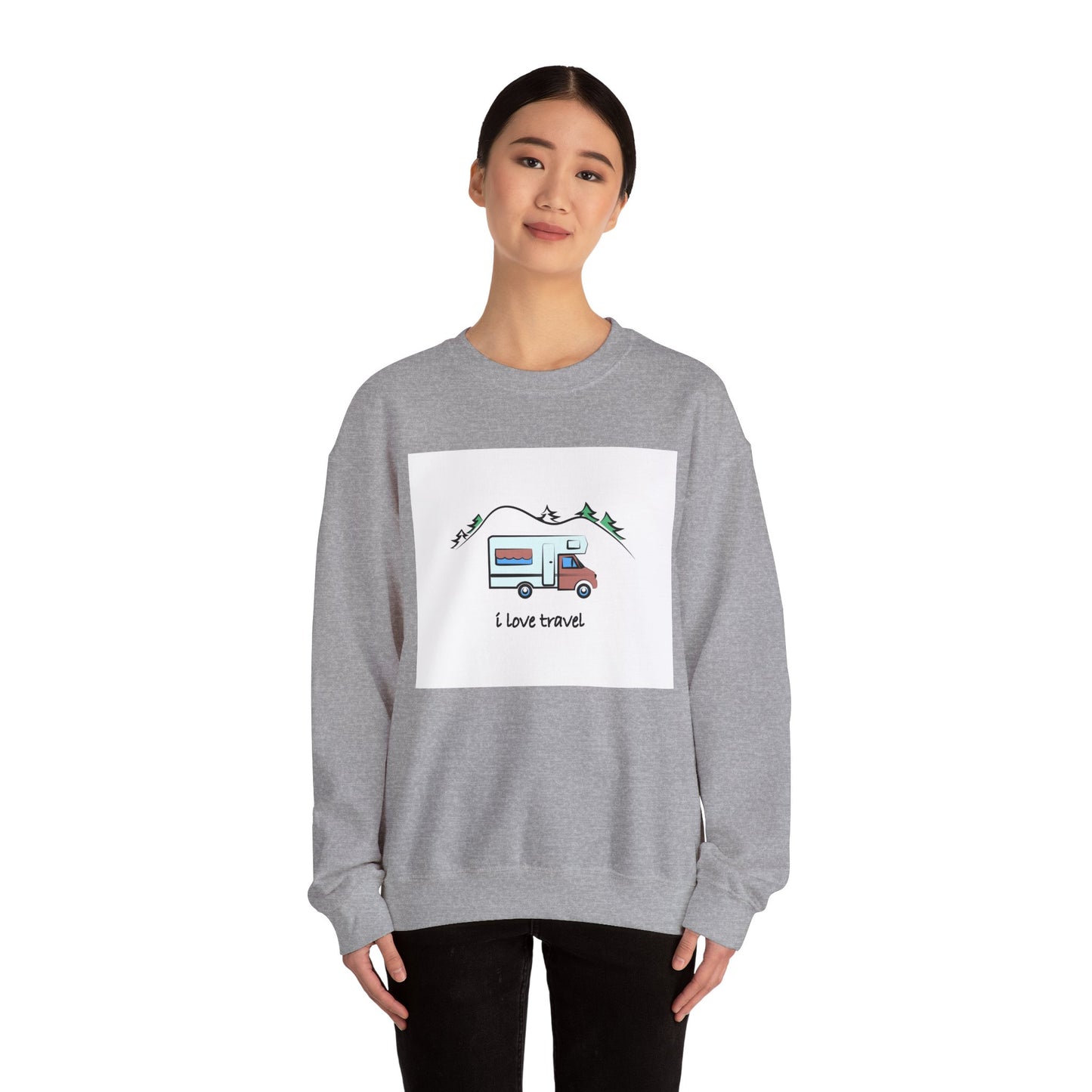Travel Love Crewneck Sweatshirt | Cozy Adventure Apparel, Perfect for Travel Lovers, Gift Idea for Road Trips, Camping, and Wanderlust - MaisonThreadory