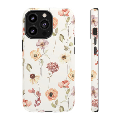 Floral Phone Case, Cute Flower Cover, Botanical Tough Case, Protective Smartphone Shell, Chic Floral Design, Trendy iPhone Case