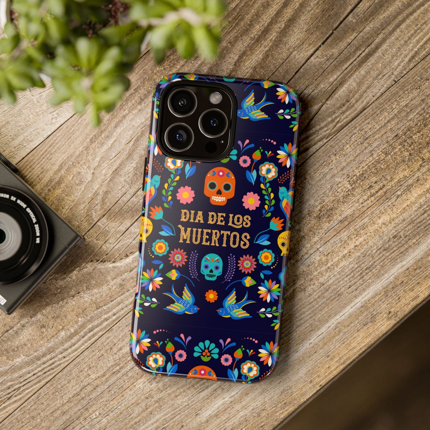 Colorful Dia de los Muertos Phone Case, Skull Design, Floral Phone Cover, Sugar Skull Accessories, Day of the Dead Gift