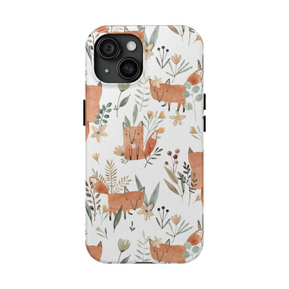 Floral Fox Phone Case, Tough Phone Cases for Nature Lovers, Cute Animal Phone Cover, Gift for Friends, Wildflower Design