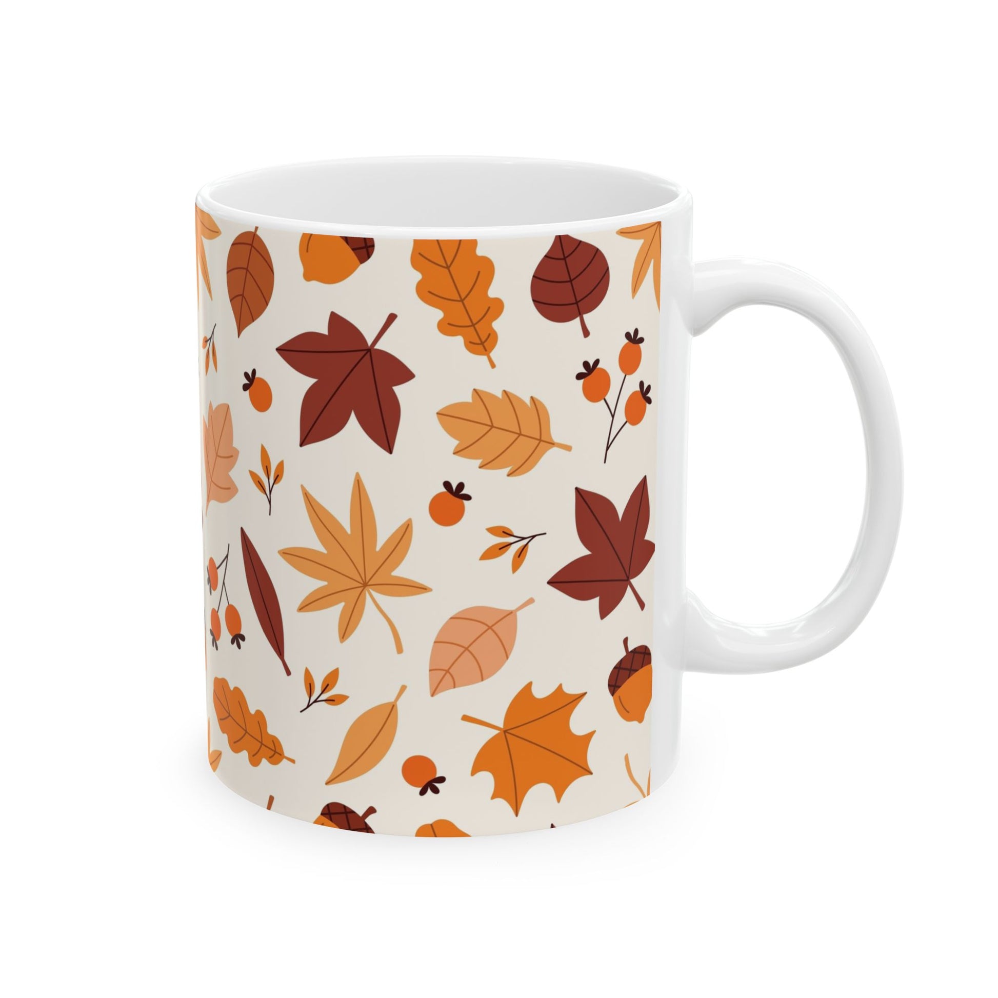 Autumn Leaves Ceramic Mug, Cozy Coffee Cup, Fall Decor, Gift for Her, Thanksgiving Mug, Seasonal Drinkware - MaisonThreadory
