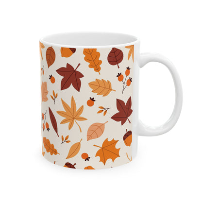 Autumn Leaves Ceramic Mug, Cozy Coffee Cup, Fall Decor, Gift for Her, Thanksgiving Mug, Seasonal Drinkware - MaisonThreadory