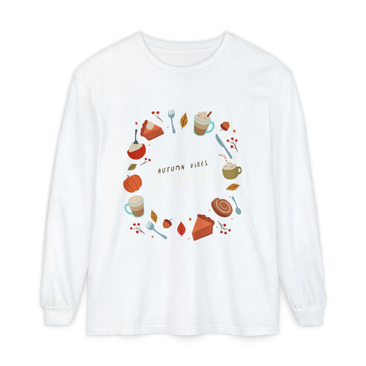 Autumn Vibes Long Sleeve T-Shirt, Cozy Fall Shirt, Unisex Fall Apparel, Thanksgiving Gift, Seasonal Fashion - MaisonThreadory