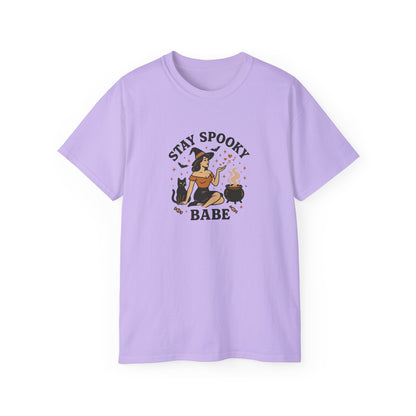 Spooky Halloween Unisex Tee, Stay Spooky Babe Shirt, Plus Size Halloween T-Shirt, Cute Witch Tee, Fall Festive Apparel