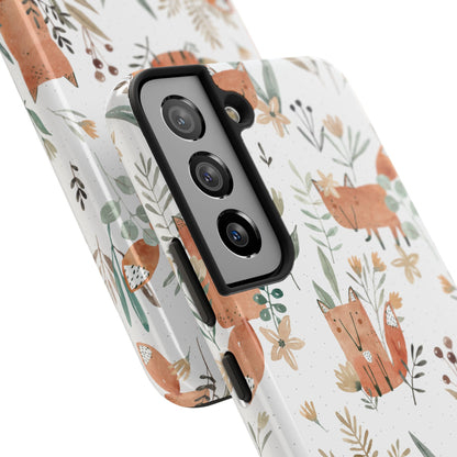 Floral Fox Phone Case, Tough Phone Cases for Nature Lovers, Cute Animal Phone Cover, Gift for Friends, Wildflower Design