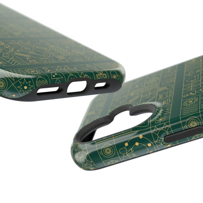 Magnetic Impact-Resistant Phone Case — Dark Green Geometric Pattern
