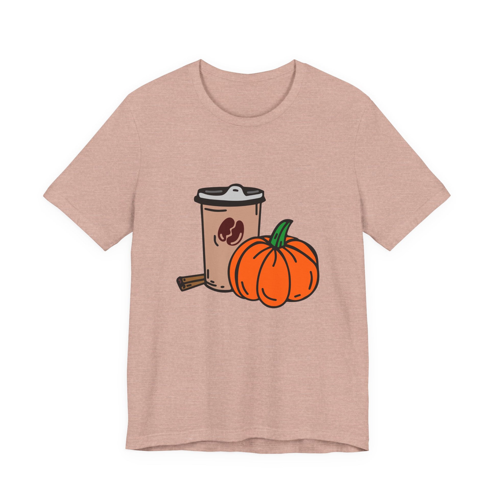 Fall Vibes Pumpkin Coffee Tee, Autumn Pumpkin Shirt, Cozy Casual Tee, Thanksgiving Gift, Unisex Fall Apparel - MaisonThreadory