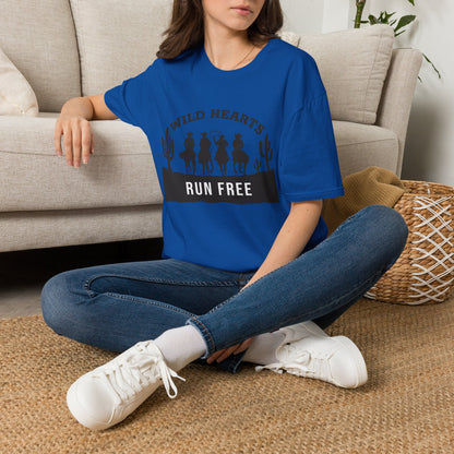 Wild Hearts Run Free T‑Shirt — Western Cowboy Rodeo Graphic Tee