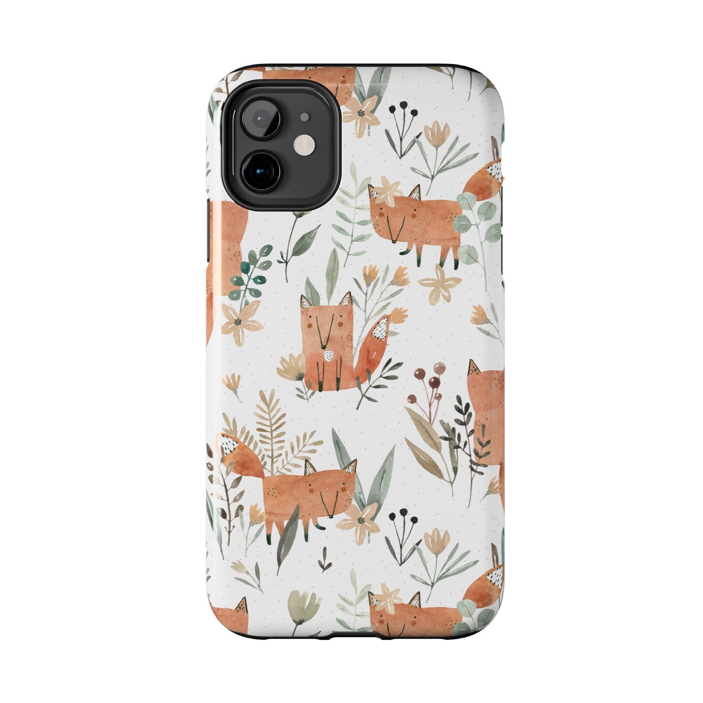 Floral Fox Phone Case, Tough Phone Cases for Nature Lovers, Cute Animal Phone Cover, Gift for Friends, Wildflower Design