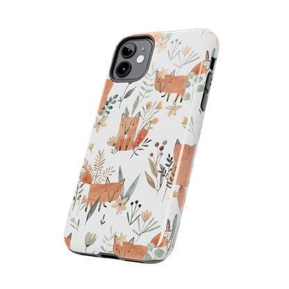 Floral Fox Phone Case, Tough Phone Cases for Nature Lovers, Cute Animal Phone Cover, Gift for Friends, Wildflower Design