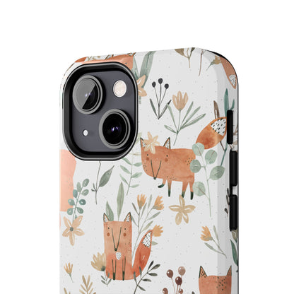 Floral Fox Phone Case, Tough Phone Cases for Nature Lovers, Cute Animal Phone Cover, Gift for Friends, Wildflower Design