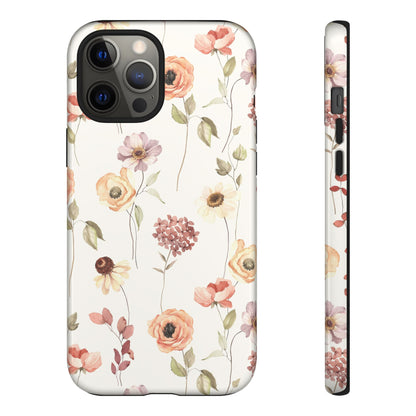 Floral Phone Case, Cute Flower Cover, Botanical Tough Case, Protective Smartphone Shell, Chic Floral Design, Trendy iPhone Case