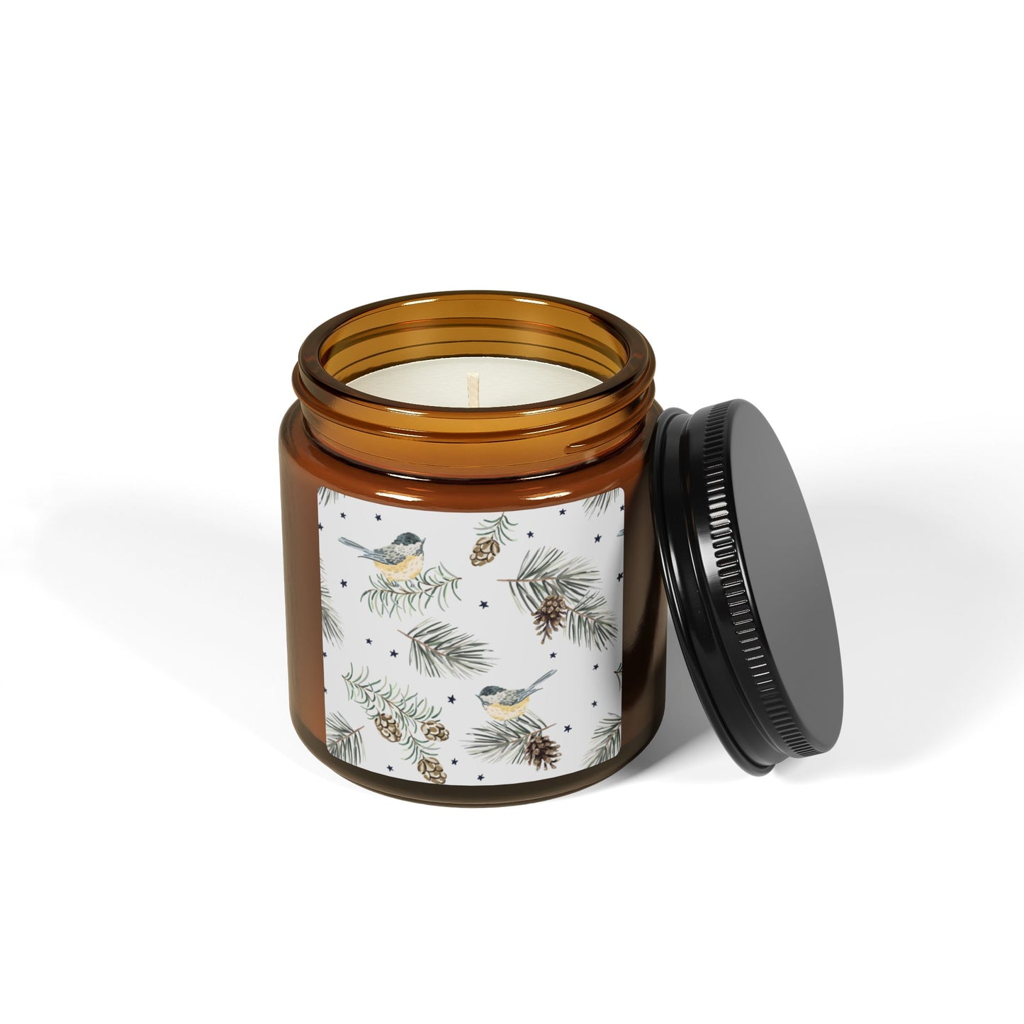 Soy Candle — Warm Geometric Amber Jar (Scented, Multi-Size)