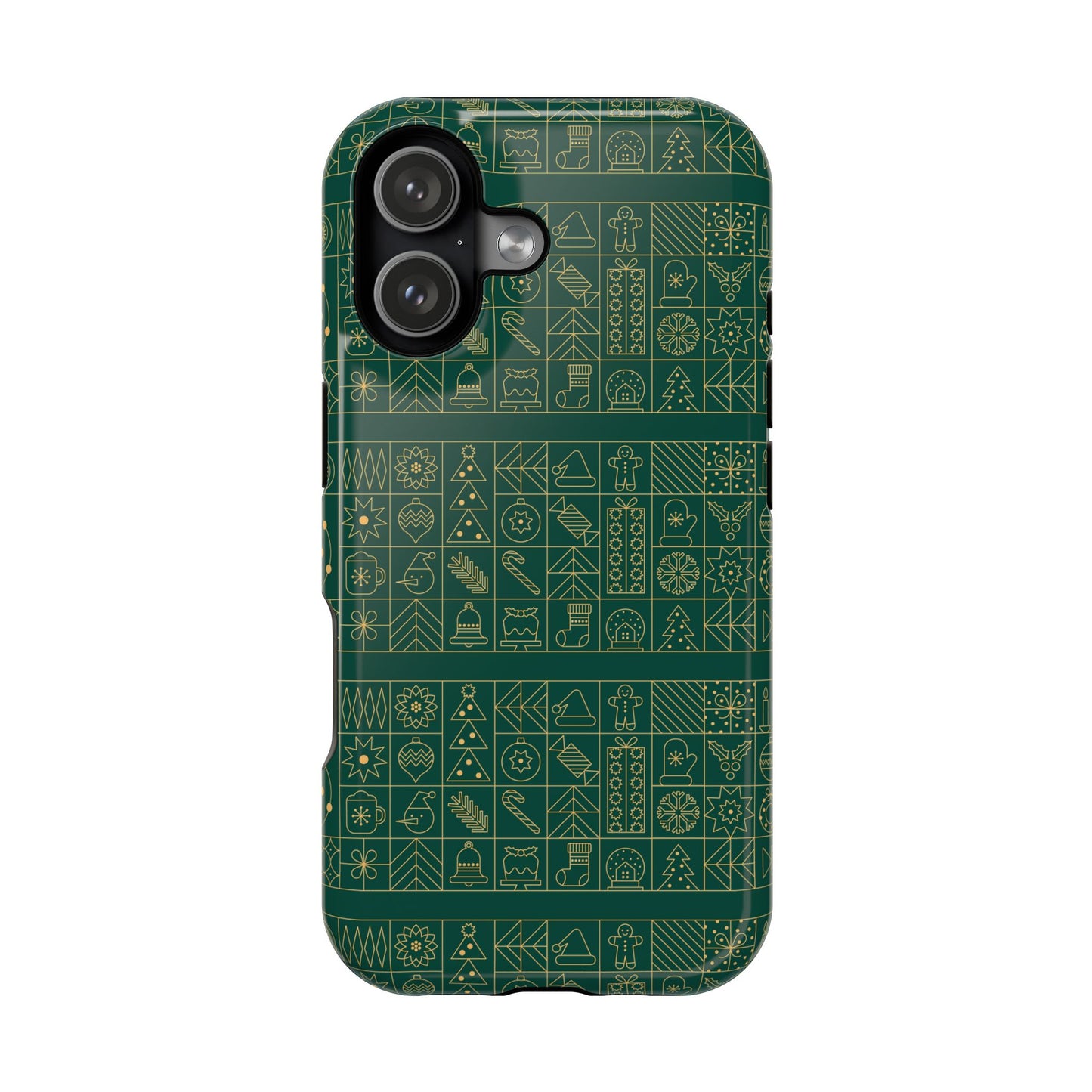 Magnetic Impact-Resistant Phone Case — Dark Green Geometric Pattern
