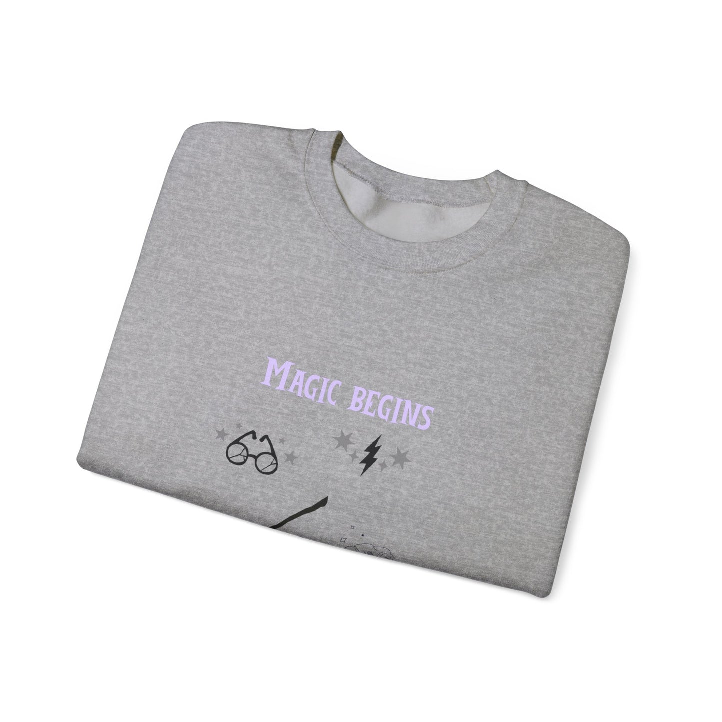 Magic Begins Sweatshirt - Cozy Unisex Crewneck, Perfect for Gifts, Spirituality, Comfort Wear, Casual Everyday Style - MaisonThreadory