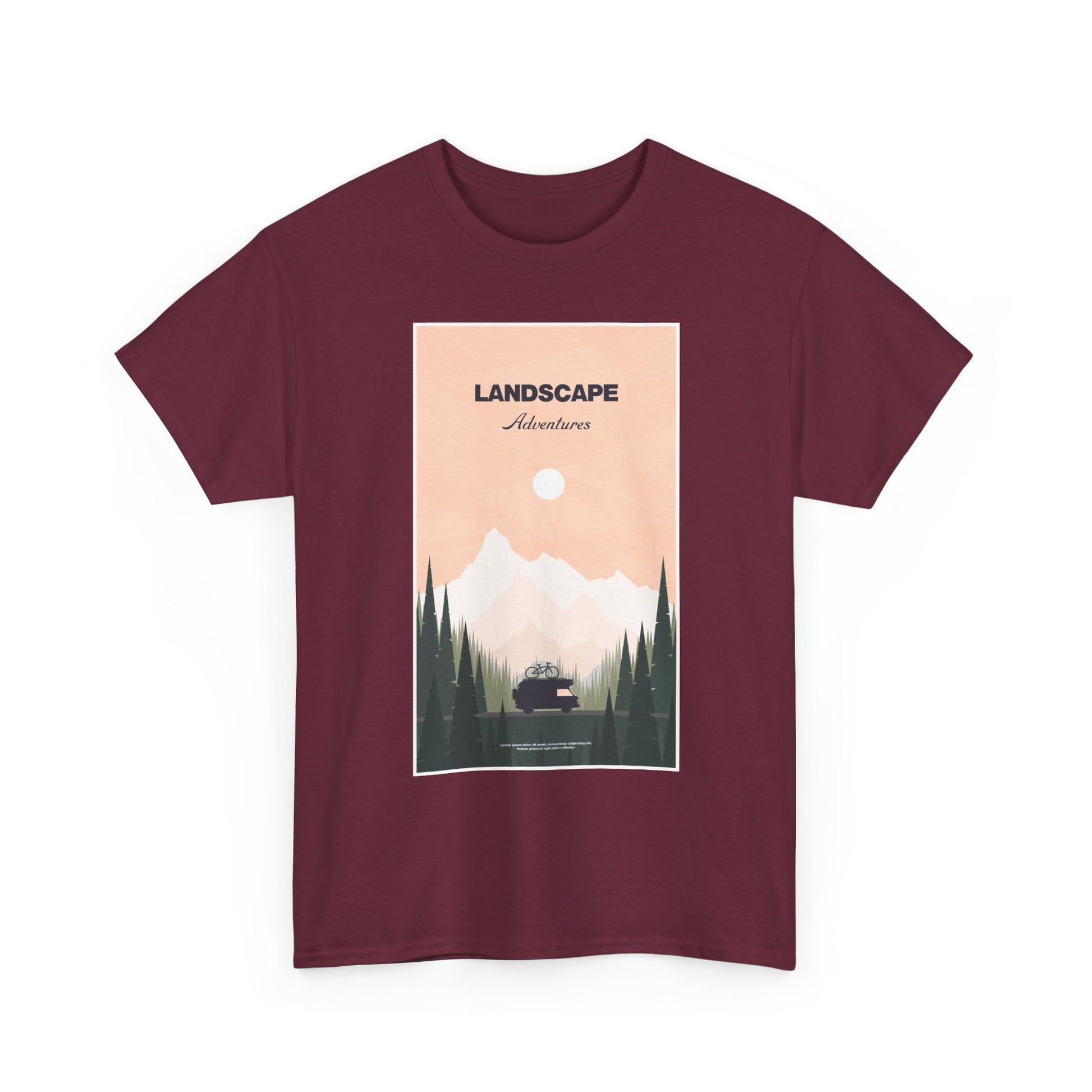Adventure Landscape Unisex Heavy Cotton Tee, Nature T-Shirt, Casual Outdoors Shirt, Hiking Gift, Travel Apparel - MaisonThreadory