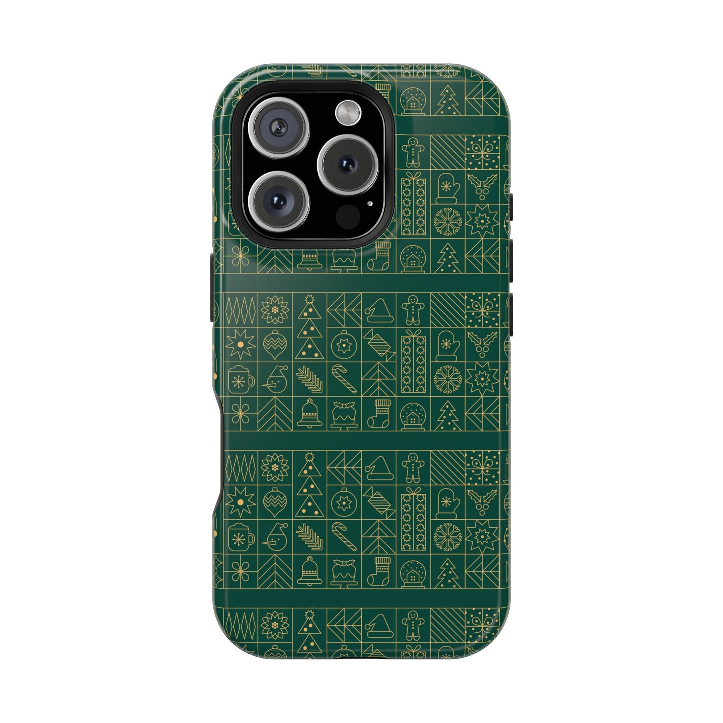 Magnetic Impact-Resistant Phone Case — Dark Green Geometric Pattern