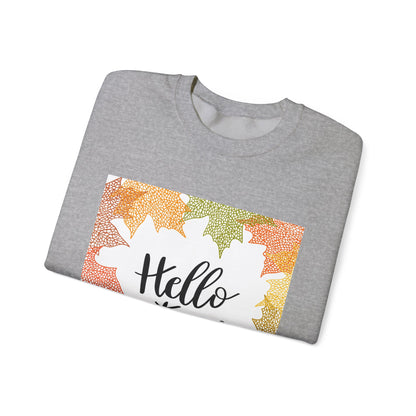 Autumn Vibes Crewneck Sweatshirt, Comfortable Fall Apparel, Unisex Sweater for Cozy Days, Perfect Gift for Fall Lovers, Hello Autumn Design
