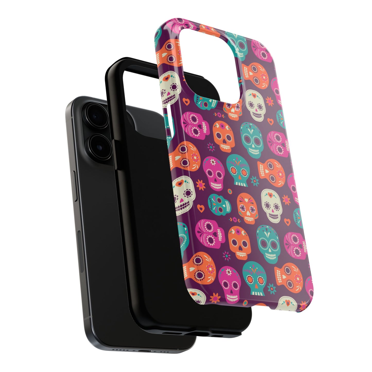 Colorful Skull Phone Case, Tough Cases for Halloween, Unique Phone Cover, Day of the Dead, Fun and Durable Accessories