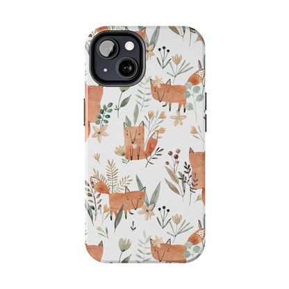 Floral Fox Phone Case, Tough Phone Cases for Nature Lovers, Cute Animal Phone Cover, Gift for Friends, Wildflower Design