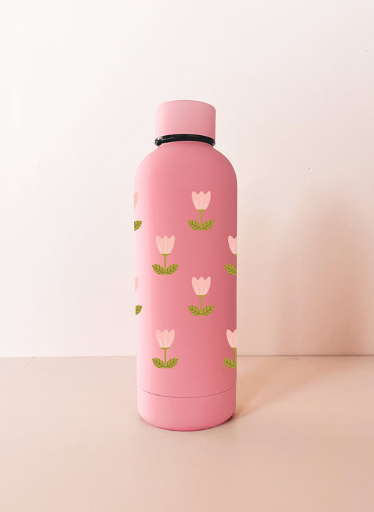Bouteille en acier inox 17oz - rose framboise Tulipes roses